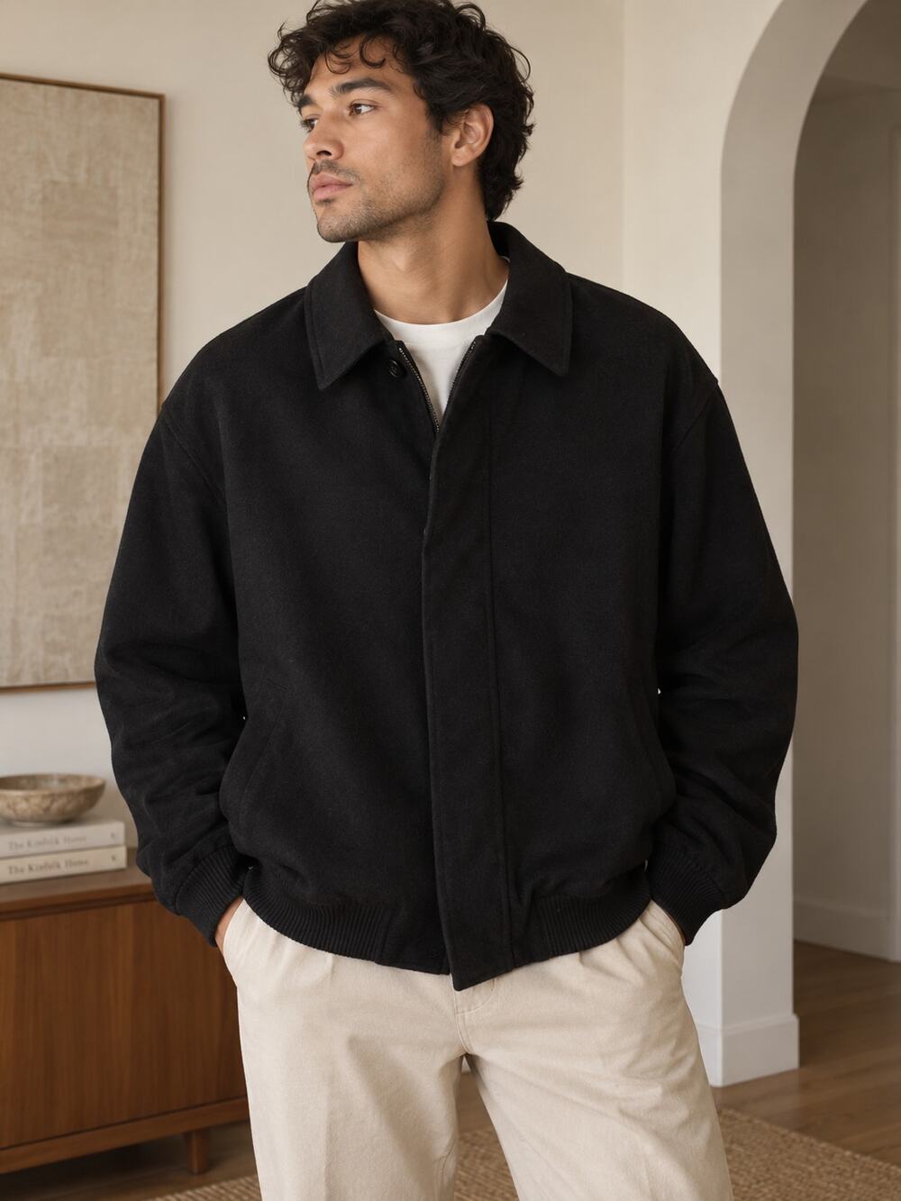 Jos A Bank 100% Cashmere Black Bomber Jacket XXL ✨
